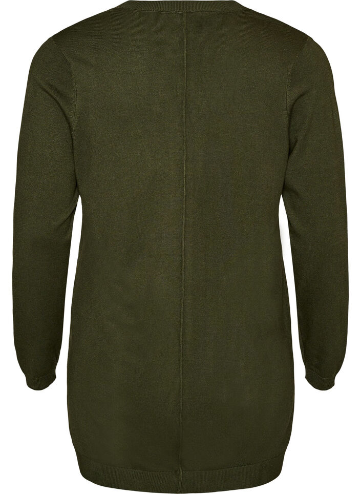 Long knitted cardigan in a viscose blend, Green, Packshot image number 1