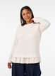 Structured blouse with ruffle hem, Vanilla, Model image number 0