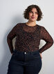 Mesh blouse with print, Brown, Model image number 0