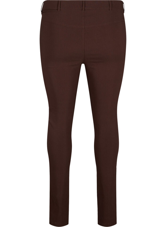 Close-fitting trousers with zipper details, Brown, Packshot image number 1