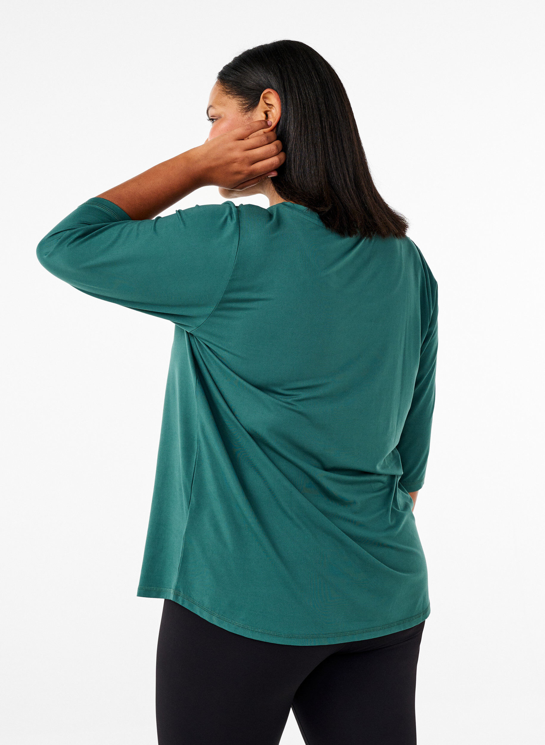 ZizzifashionWorkout top with 3/4 sleeves, Green, Model image number 2