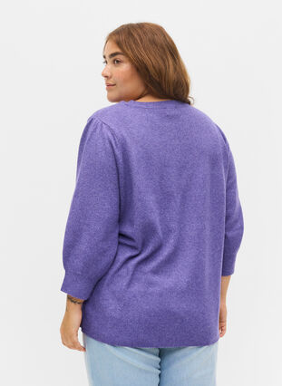 Mottled knitted top with 3/4-length sleeves, Ultra Violet Mel., Model image number 1
