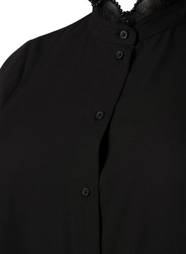 Shirt blouse with ruffle details, Black, Packshot image number 2