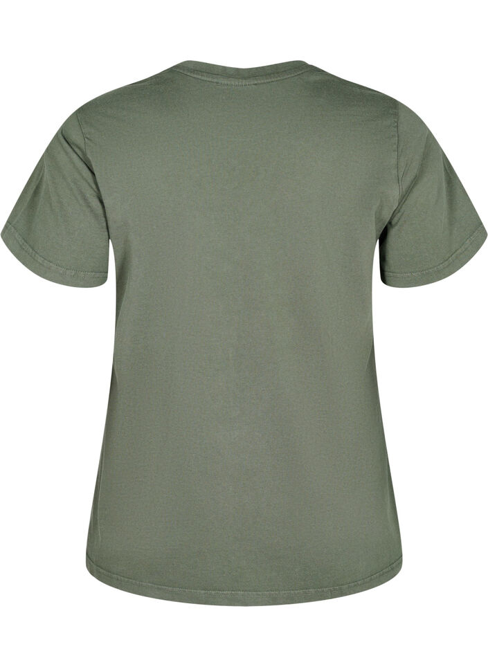 Organic cotton T-shirt with print, Green, Packshot image number 1