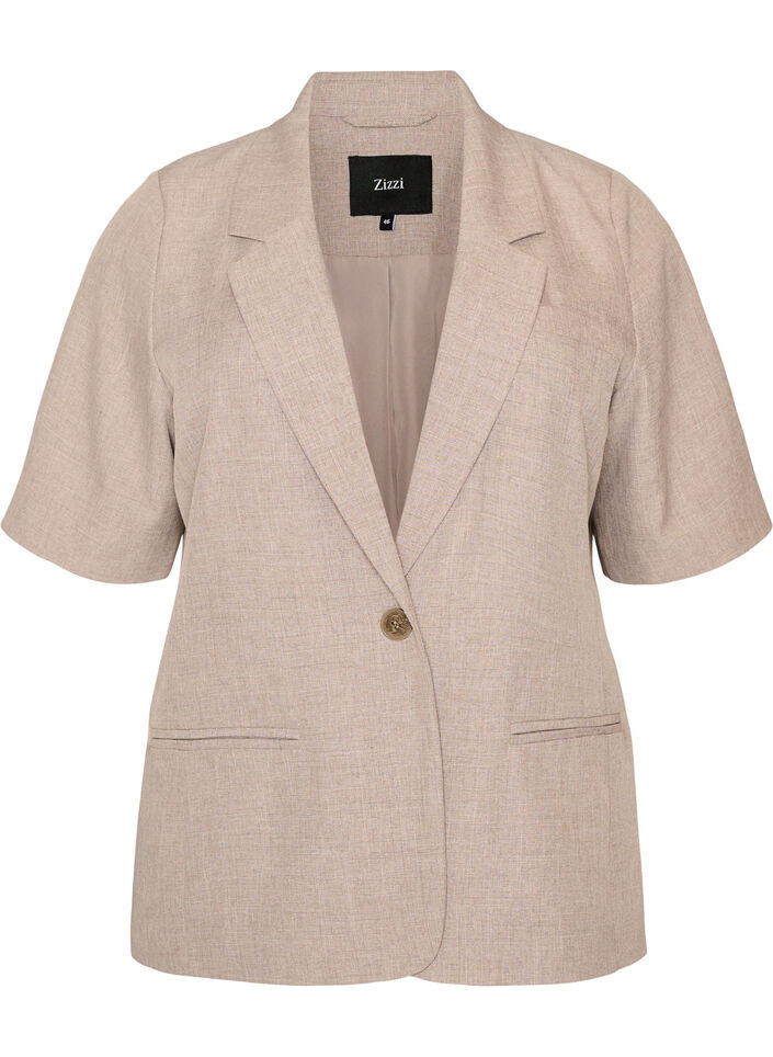 Blazer with short sleeves and lapels, Brown, Packshot image number 0