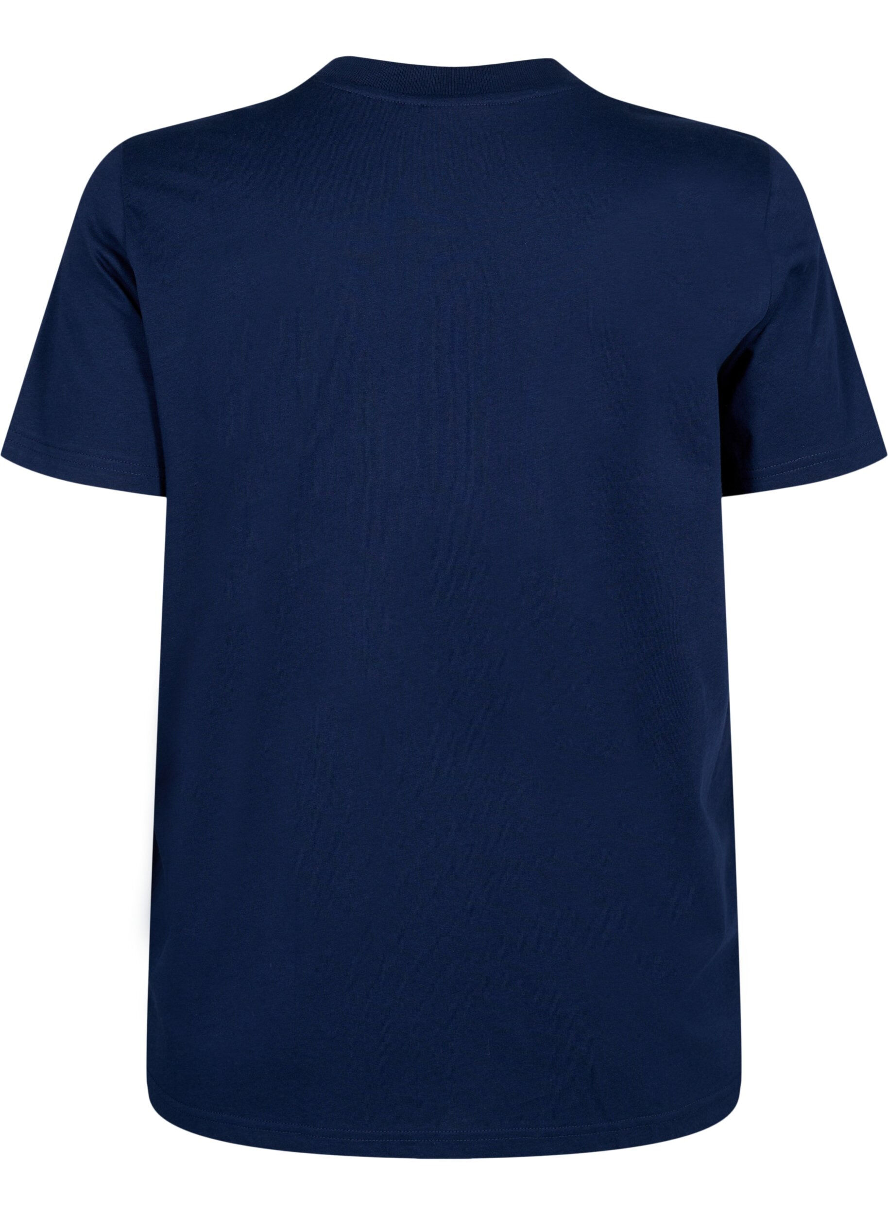 ZizzifashionBasic cotton T-shirt with round neck, Blue, Packshot image number 1