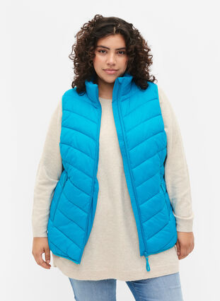 Short vest with zip and pockets, Capri Breeze, Model image number 0