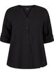 Viscose shirt blouse with 3/4 sleeves, Black, Packshot image number 0