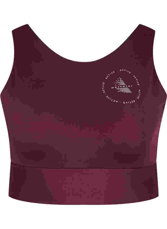 Block coloured sports bra with v-back, Fig, Packshot image number 0