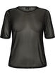Mesh top with short sleeves and round neck, Black, Packshot image number 0