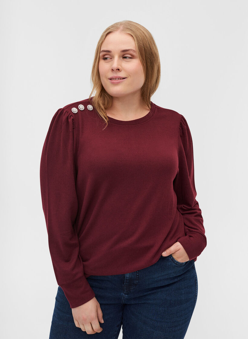 Long-sleeved blouse with shoulder detail, Port Royal, Model image number 0