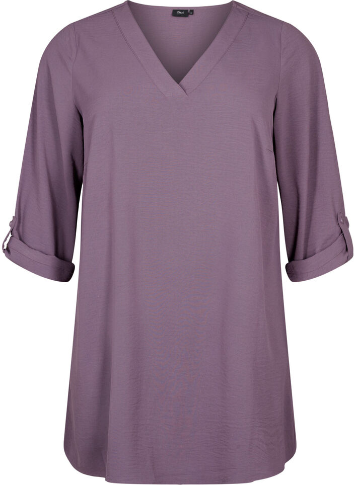A-shape tunic with 3/4 sleeves, Vintage Violet, Packshot image number 0