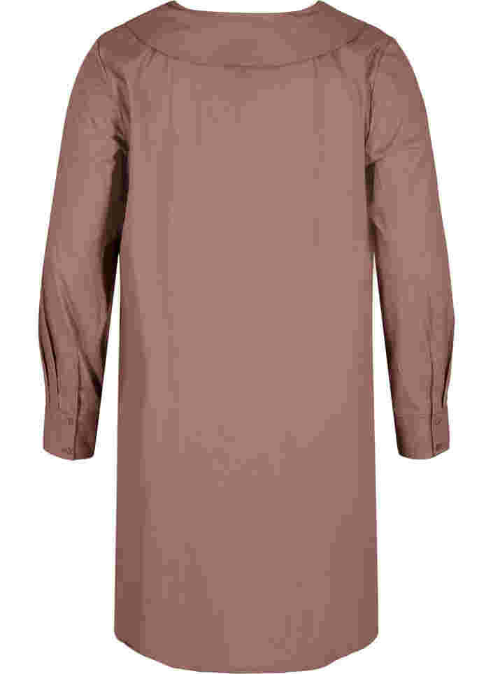 Long cotton shirt with big collar, Deep Taupe, Packshot image number 1