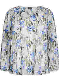 Long-sleeved printed blouse