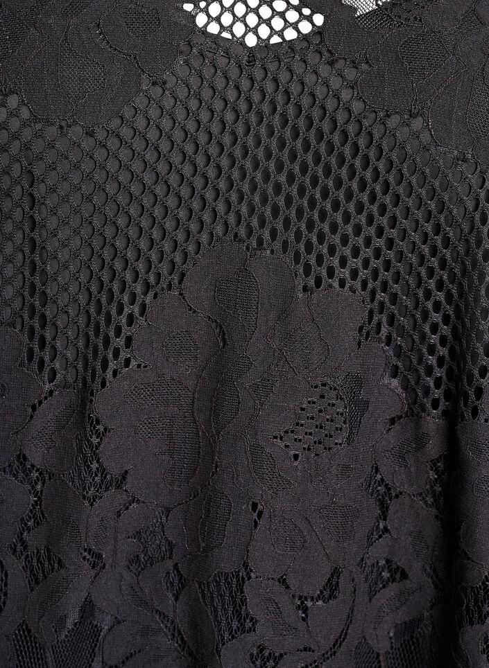 Midi lace dress with a V-neck, Black, Packshot image number 2