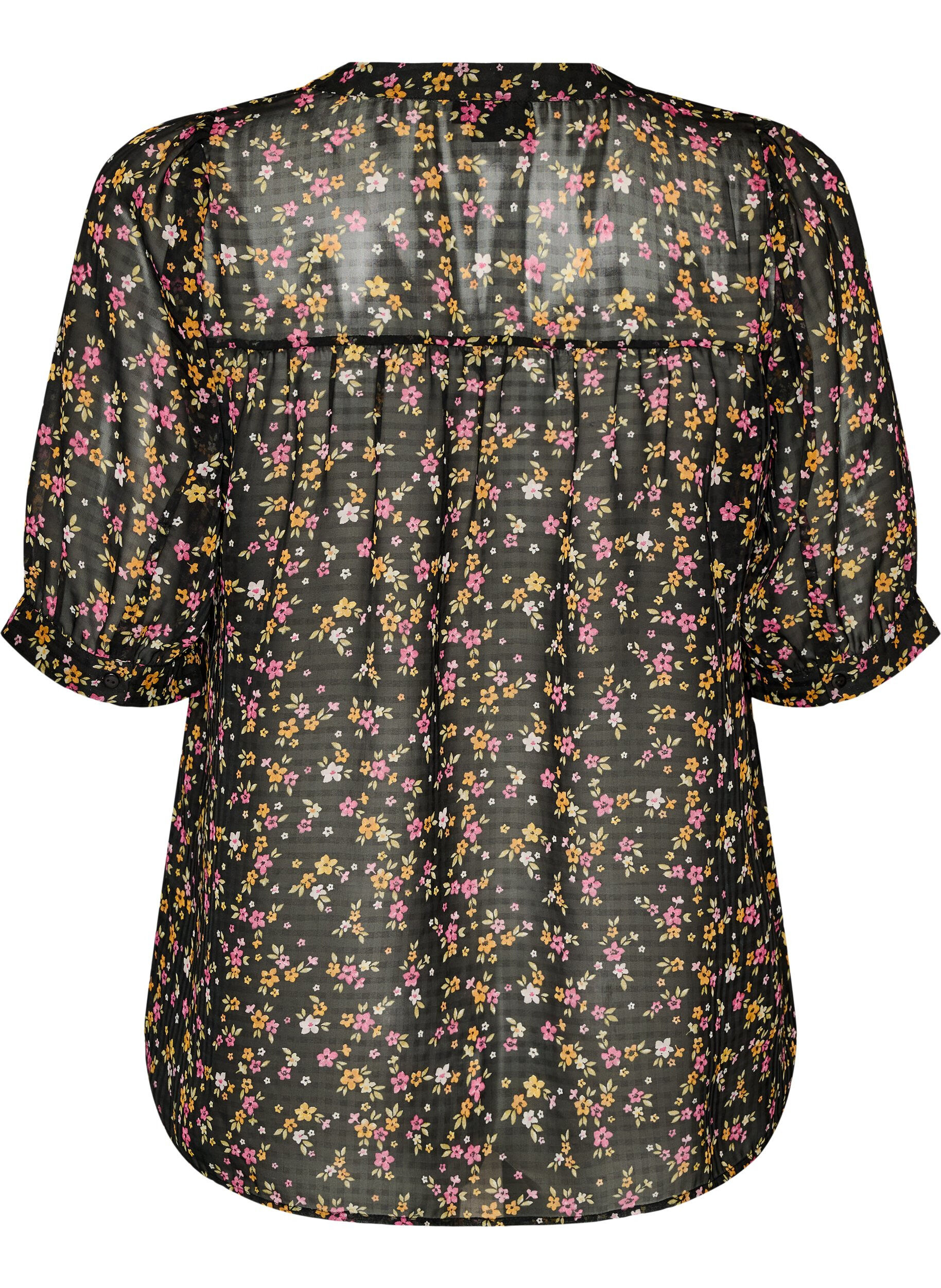 ZizzifashionBlouse with floral print and V-neck, Black, Packshot image number 1