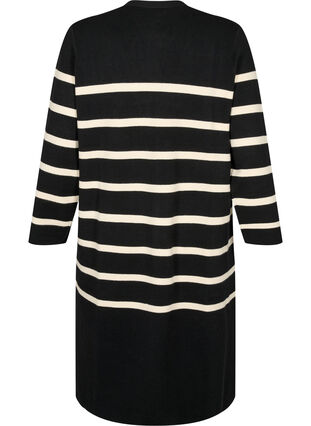 Striped knit cardigan in viscose blend, Black w. Birch, Packshot image number 1
