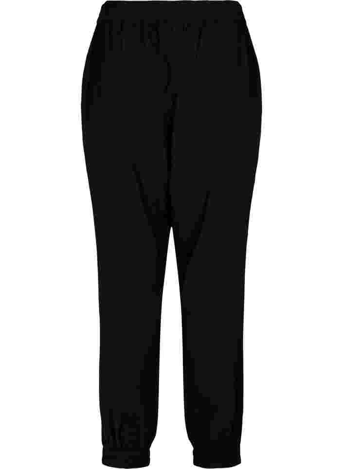Loose viscose blend trousers with elastic trim, Black, Packshot image number 1