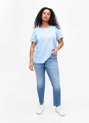 Cotton T-shirt with text print, Serenity w. Paris, Model image number 2