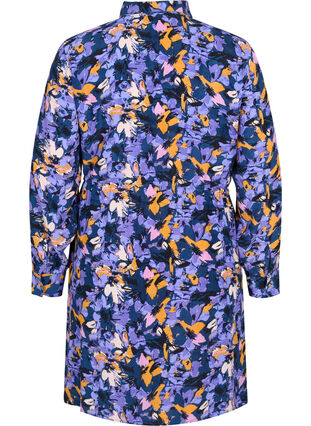 Floral shirt dress in viscose, Purple Flower AOP, Packshot image number 1