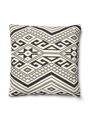 Jacquard patterned cushion cover, Black/White, Packshot image number 1