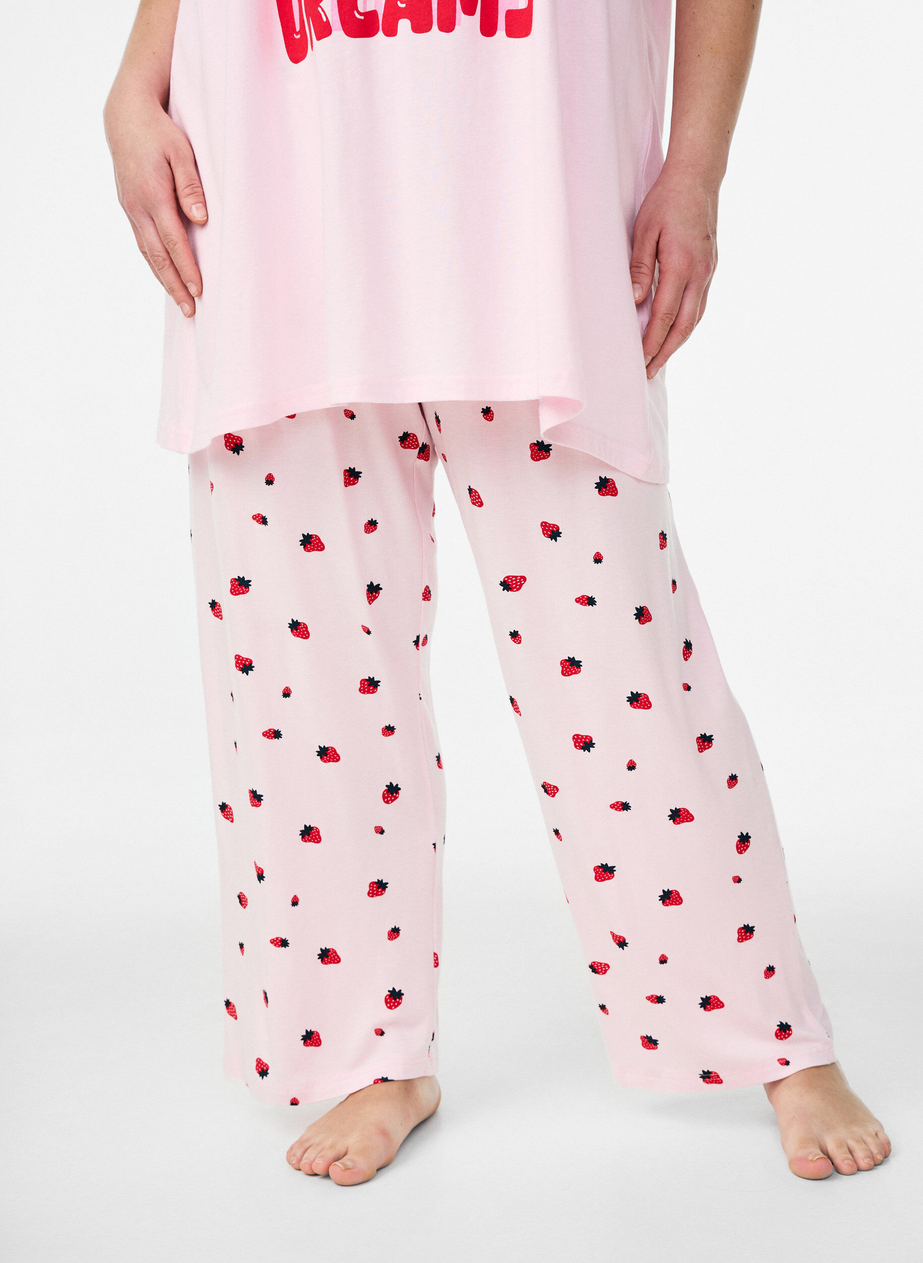 ZizzifashionPyjama trousers in soft jersey with high waist and fruit print, Rose, Model image number 2