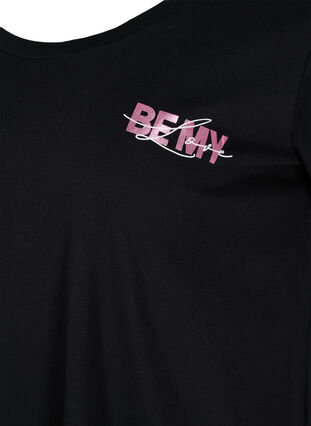 Short-sleeved nightdress in cotton, Black Pink BE MY, Packshot image number 2