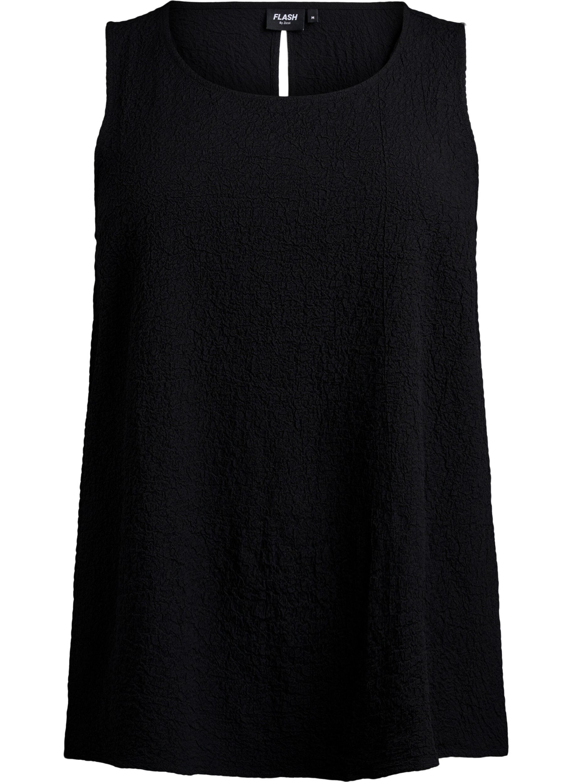 Zizzifashion FLASH - Sleeveless top with texture, Black, Packshot image number 0