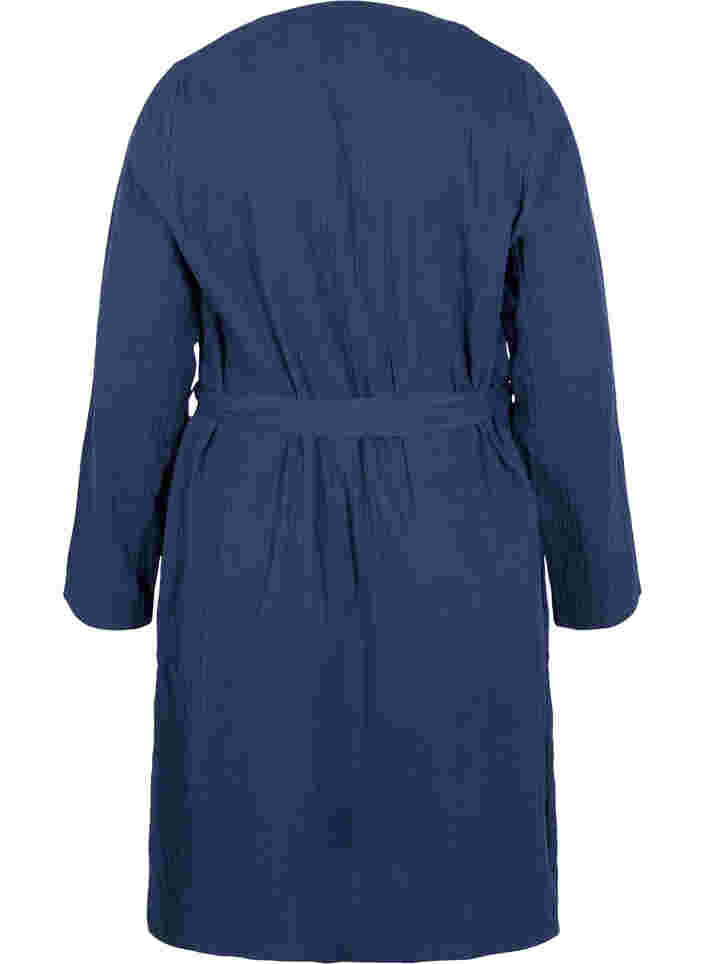 Cotton dressing gown with tie belt, Navy Blazer, Packshot image number 1