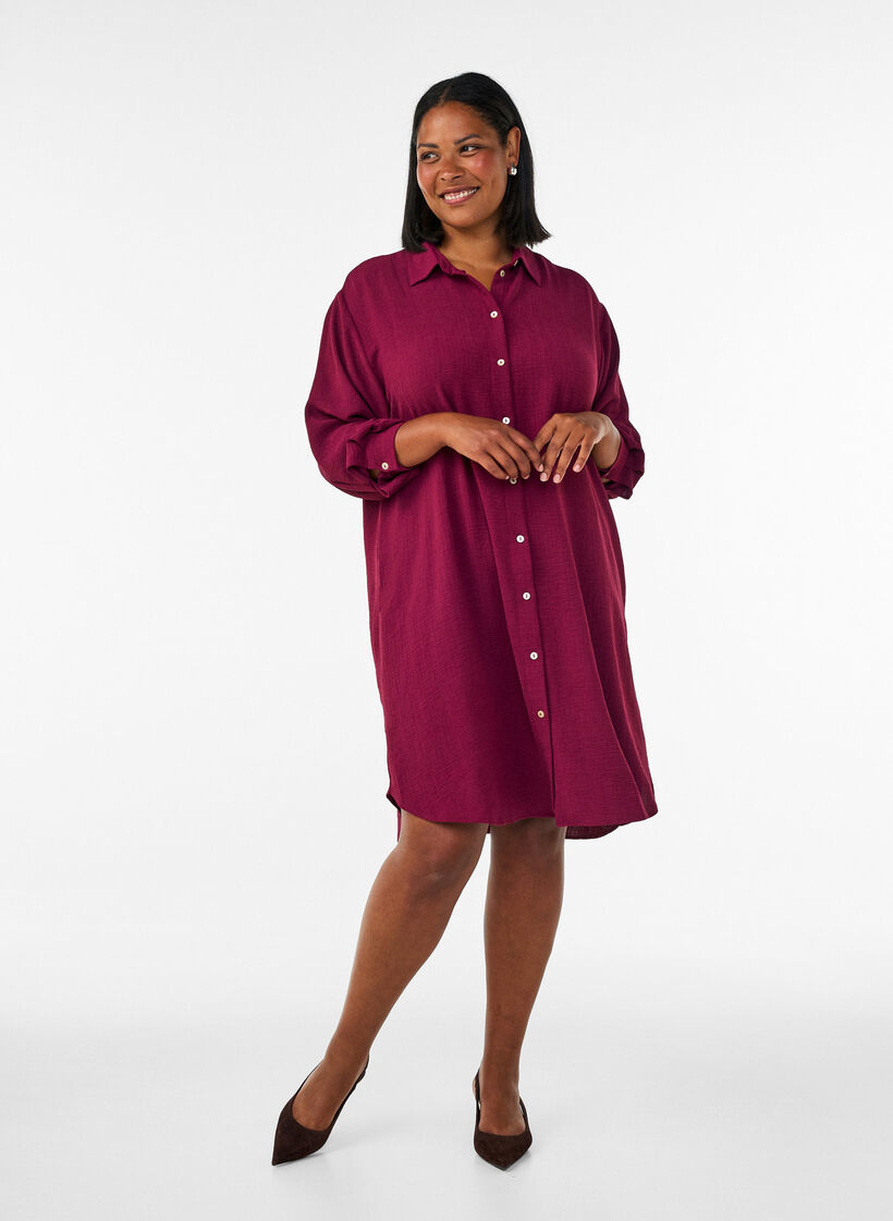 Long shirt with a light texture, Red, Model image number 1
