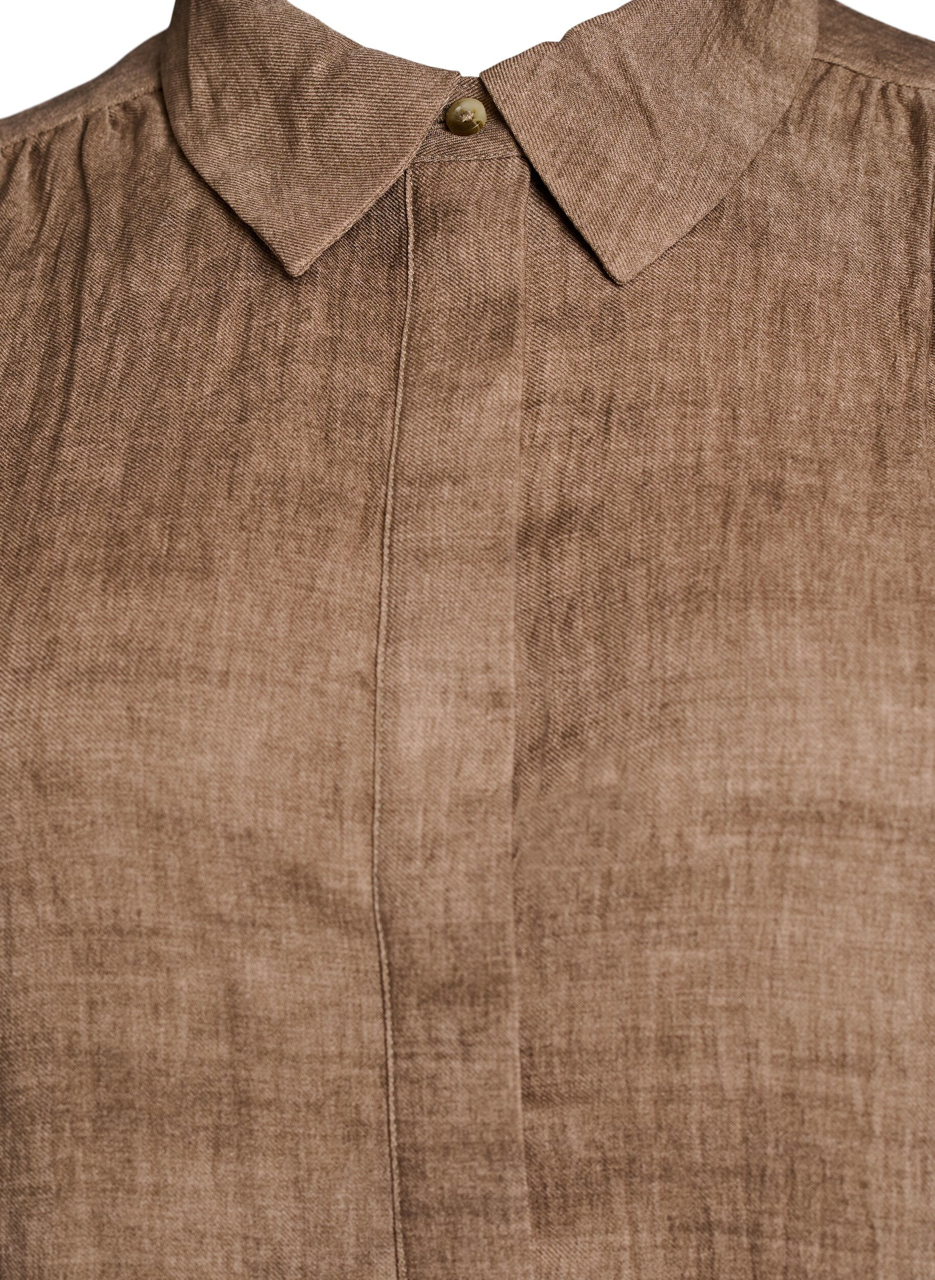 Zizzifashion Loose blouse with collar and buttons, Brown, Packshot image number 2
