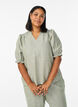 Blouse in linen and viscose with 1/2 sleeves, Green, Model image number 0