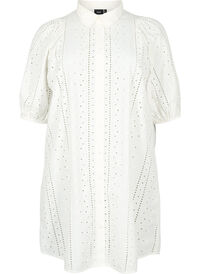 Cotton shirt dress with broderie anglaise