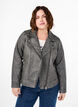 Distressed imitation leather jacket, Dark Grey Wash, Model image number 0