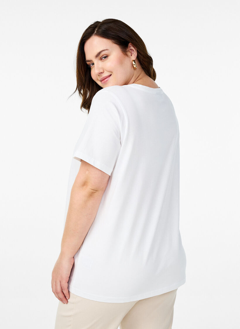 T-shirt in organic cotton with floral print, B. White w. Flower, Model image number 1