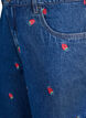 Denim shorts with embroidered flowers, Blue, Packshot image number 2