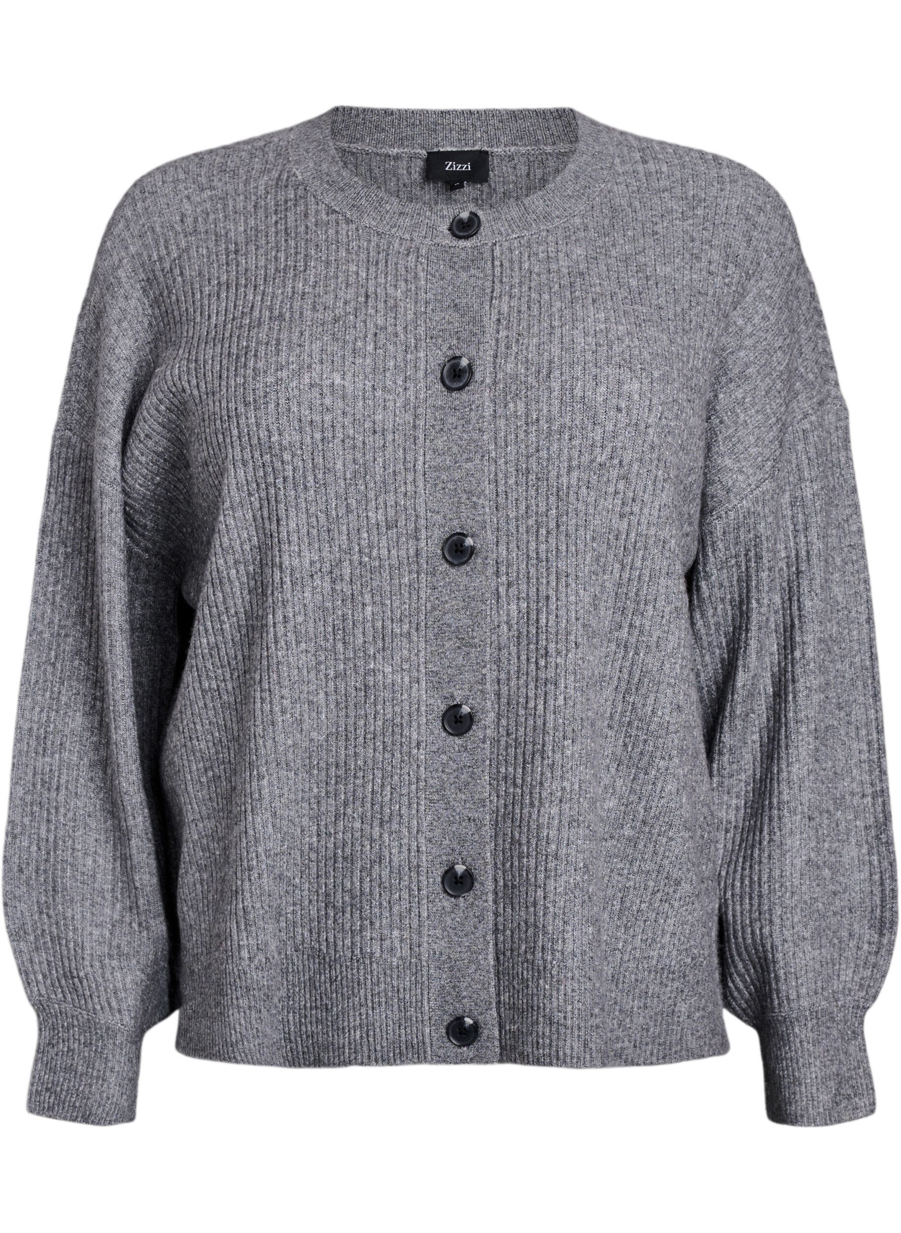 Rib knit cardigan with buttons