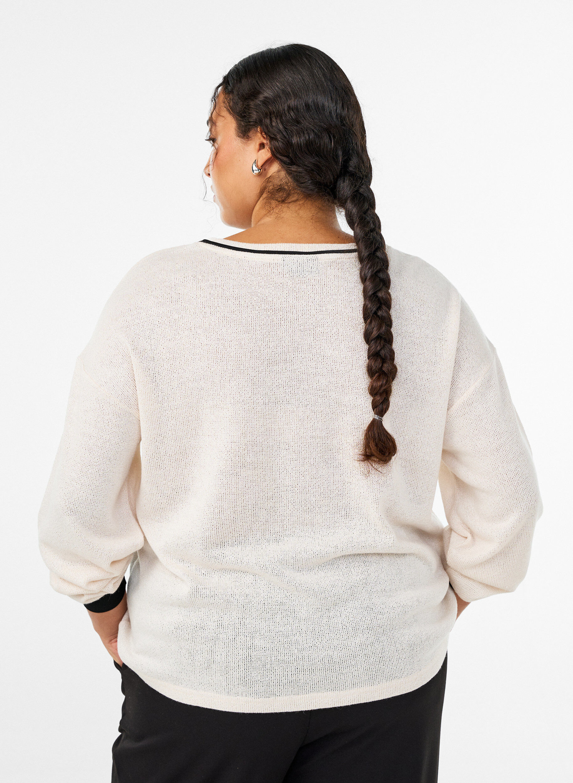Zizzifashion Sweatshirt in structured jersey with front print, Beige, Model image number 2