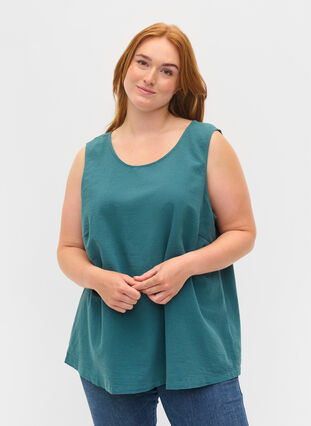 Sleeveless top in cotton, Dragonfly, Model image number 0