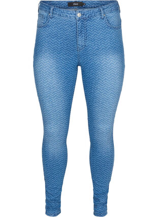 Printed, high-waist Amy jeans, Ethnic Pri, Packshot image number 0