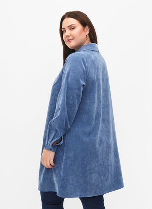 Velvet dress with zipper and 3/4 sleeves, Moonlight Blue, Model image number 1