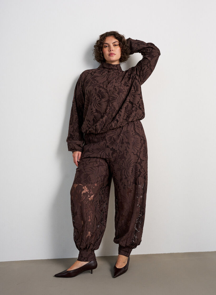 Lace balloon trousers with inner shorts, Brown, Model image number 0