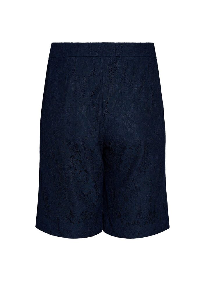 High-waisted lace Bermuda shorts, Blue, Packshot image number 1