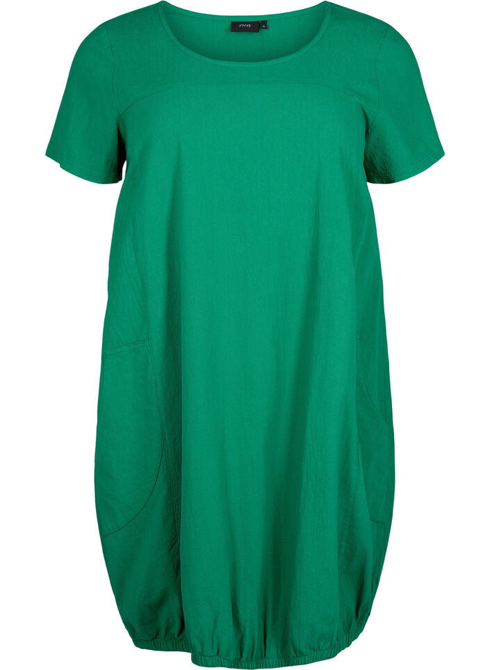 Short sleeve cotton dress, Green, Packshot image number 0