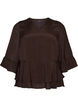 Blouse with 3/4-sleeves and ruffle details, Brown, Packshot image number 0