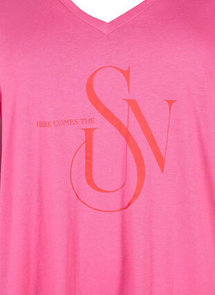 Cotton t-shirt with print, Shocking Pink SUN, Packshot image number 2