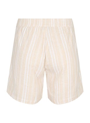 Striped shorts in a linen-viscose blend, Beige White Stripe, Packshot image number 1