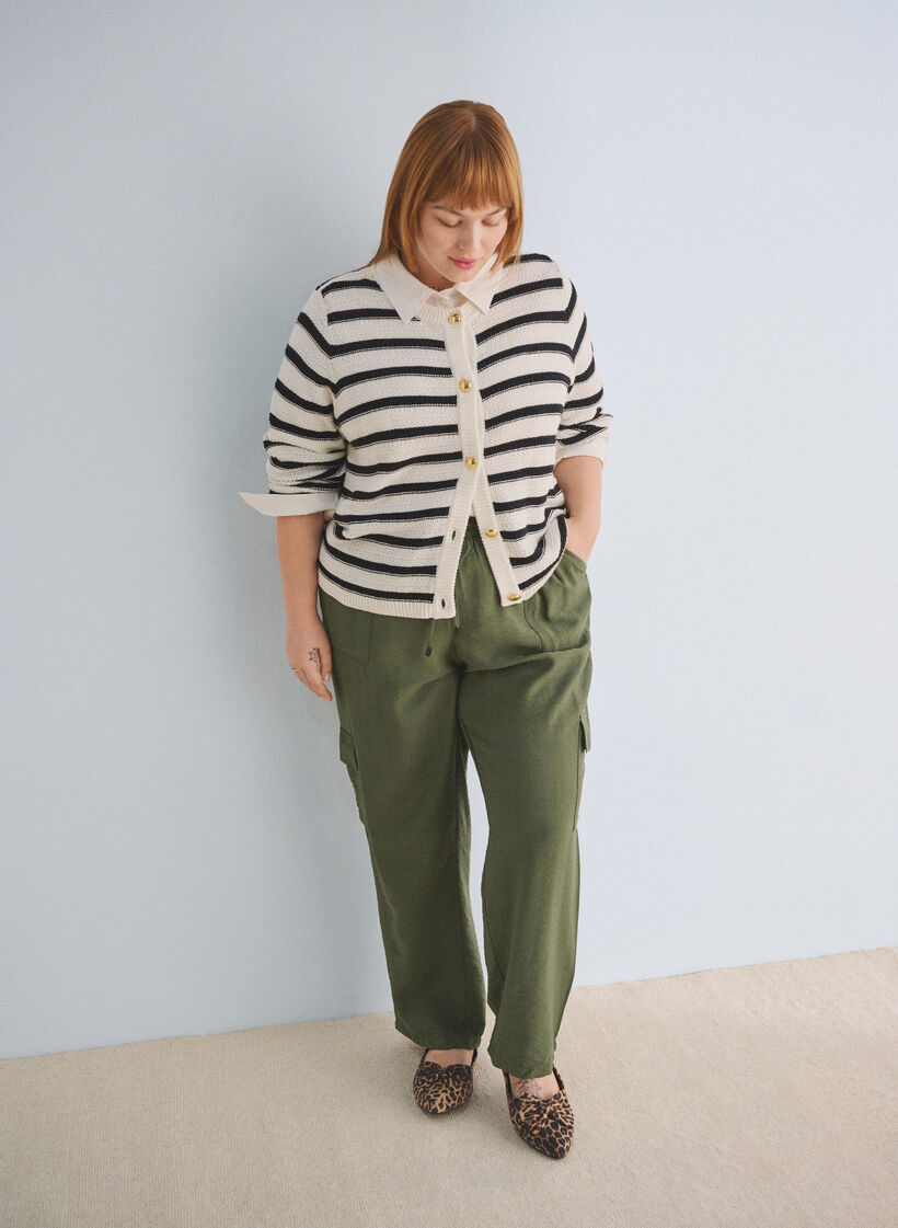 High-waisted cargo trousers, Green, Image image number 0