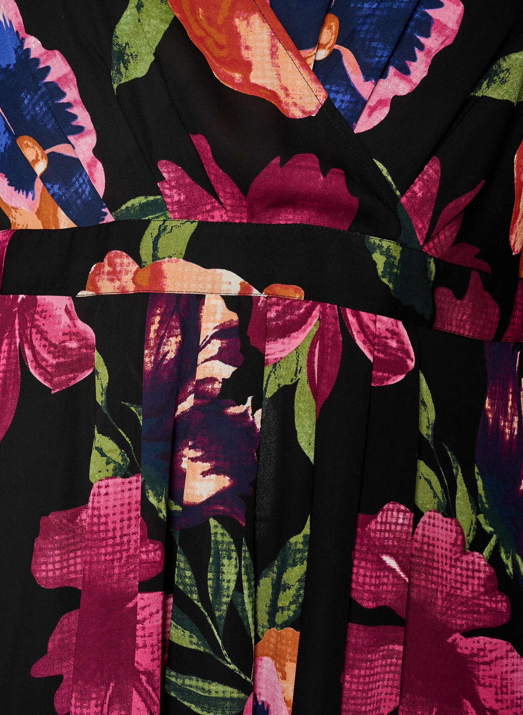 ZizzifashionMaxi dress with a wrap-over neckline and long sleeves, Black, Packshot image number 2