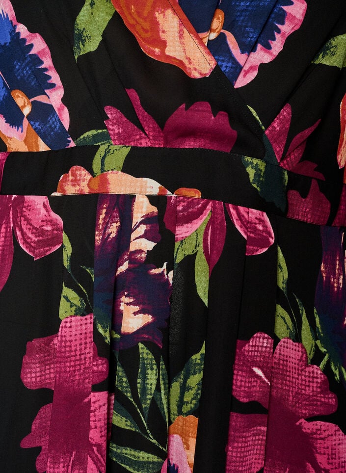 Maxi dress with a wrap-over neckline and long sleeves, Black, Packshot image number 2